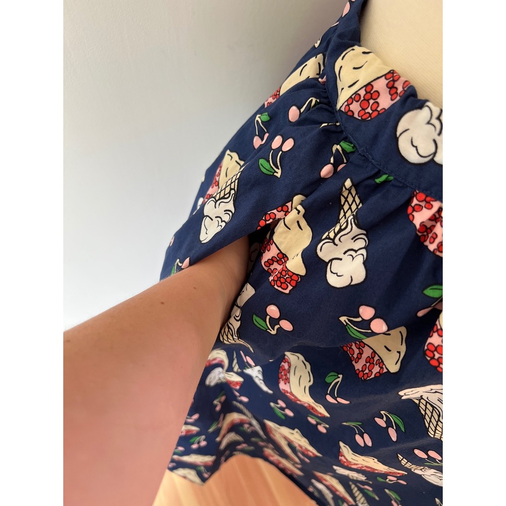 Modcloth Sweet Spot Skirt Navy Blue Cherry Pie Ice Cream Novelty Print XL - Picture 6 of 7